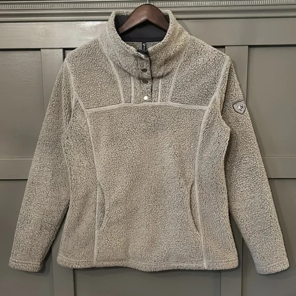 Kuhl Avalon Fleece Snap Neck Pullover High Pile Cozy Tan Womens Size Medium - Picture 4 of 13